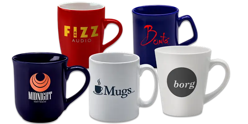 Selection of custom printed mugs