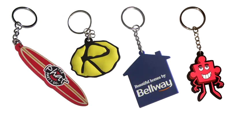 Selection of custom rubber keyrings